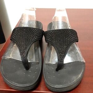 VIONIC Naples Black Rhinestones  Wedge Sandal